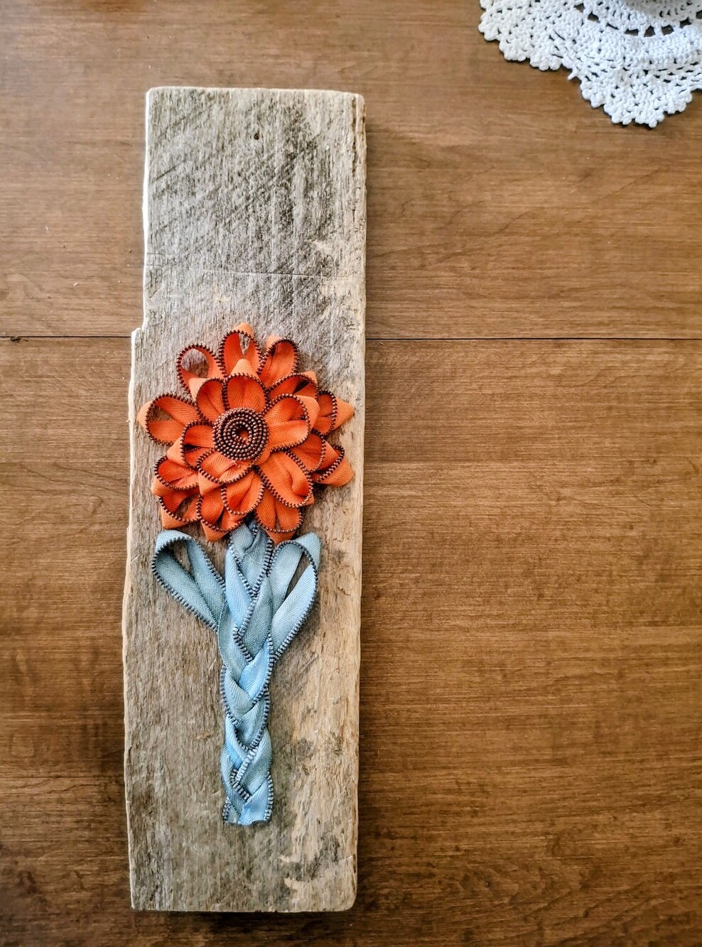 Rustic HANDCRAFTED Upcycled Zippers Mounted on Reclaimed Wood